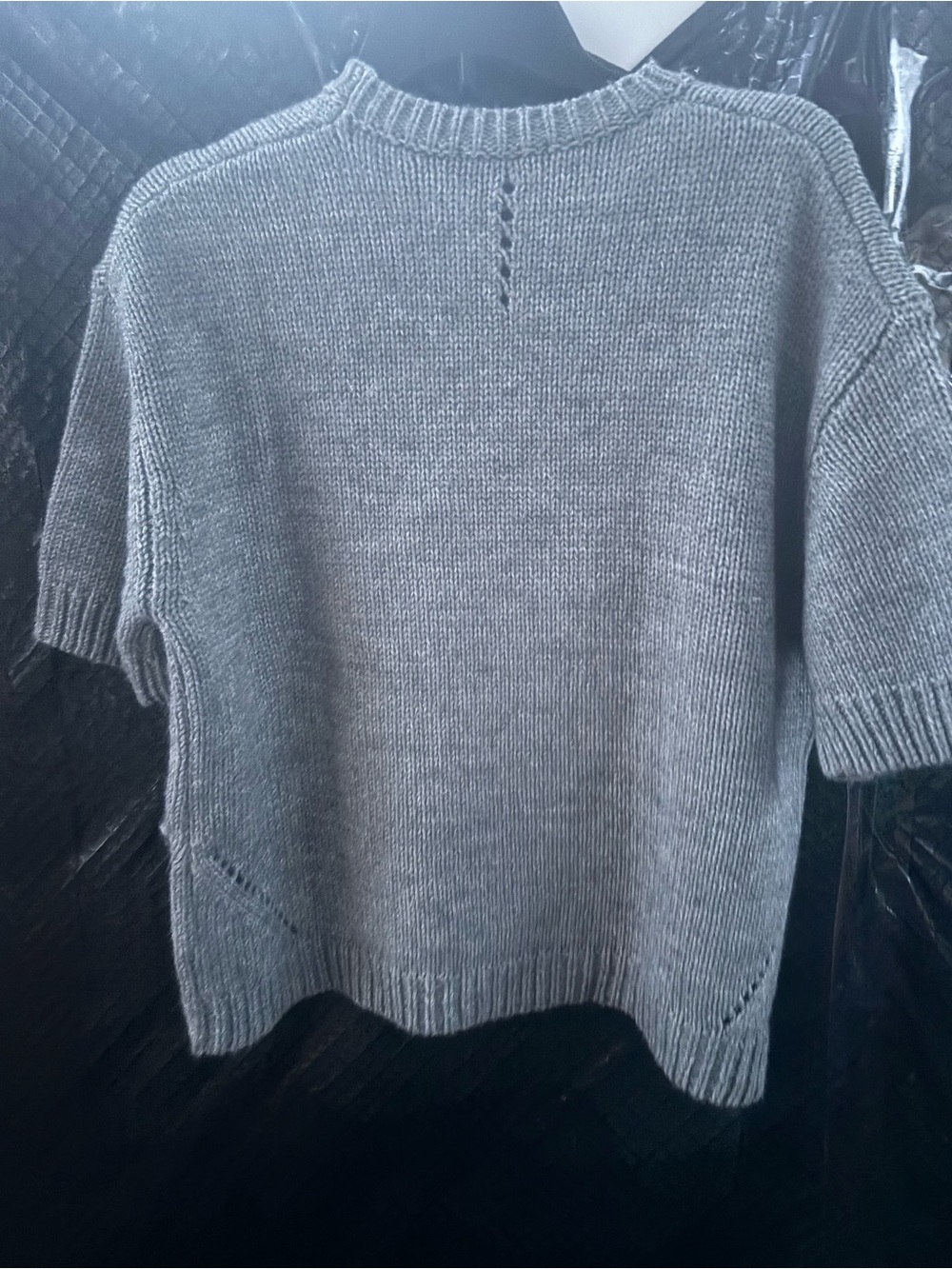 Zara Short-Sleeve Crewneck Knit Sweater - Gray - Picture 6 of 7